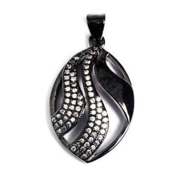 Fashion Black Silver Plated Pendant Jewelry with CZ Cubic Zirconiba